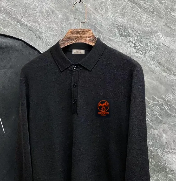Hermes SS New Arrival Polo 。 ， ， logo ！ 👍 ：Black、Gray Size：S-XL